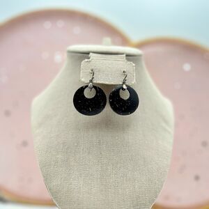 Coconut Shell Disk Earrings with Sterling Silver Hook Posts